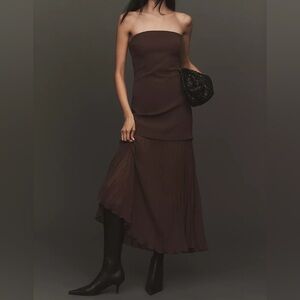 BY ANTHROPOLOGIE STRAPLESS TWOFER PLEATED MIDI DRESS - NWT